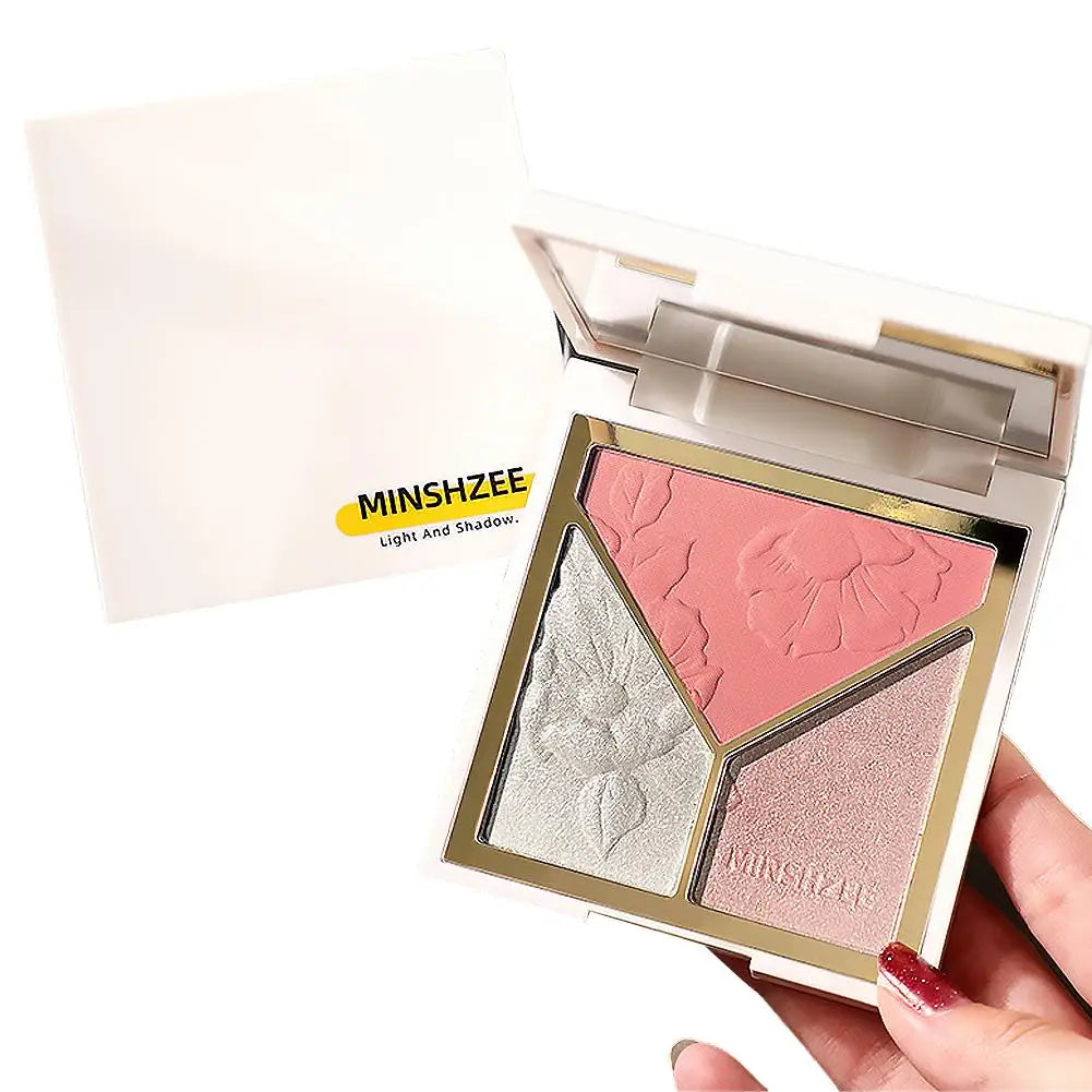 3 colors Highlight Matte Fine Glitter blusher three-color palette Silhouette Nose Shadow Makeup Palettes Face Brightening