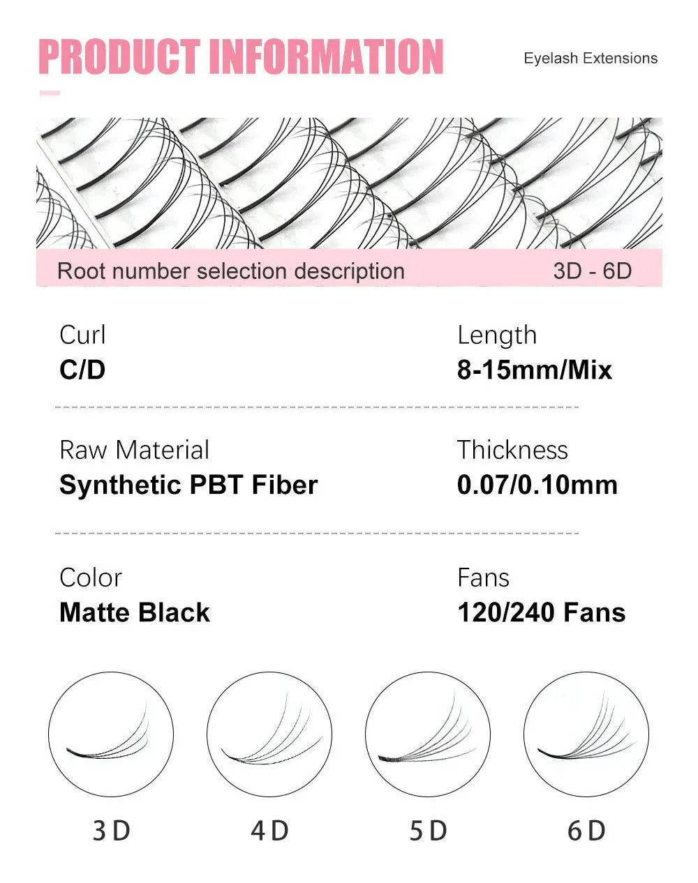 Abonnie Russian Volume Eyelash Extensions Eyelash Bouquets Volume Long Stem Soft Matte Black Premade Extension