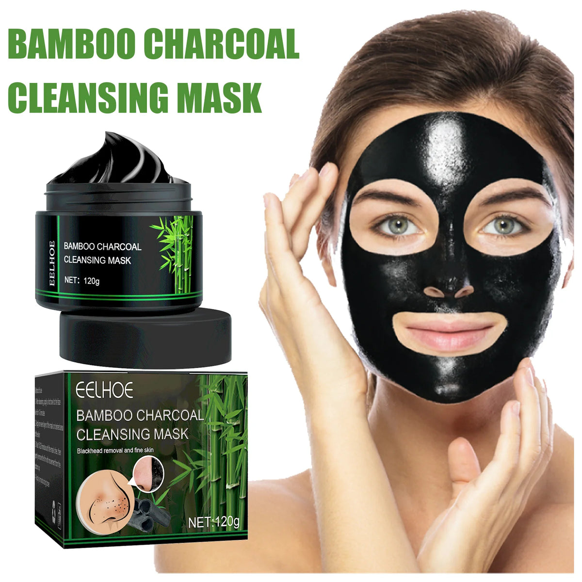 Bamboo Charcoal Cleansing Mask Blackhead Acne Mud Mask Skin Care Removal Shrink Pores Exfoliating Smooth Face Skin Oil Control