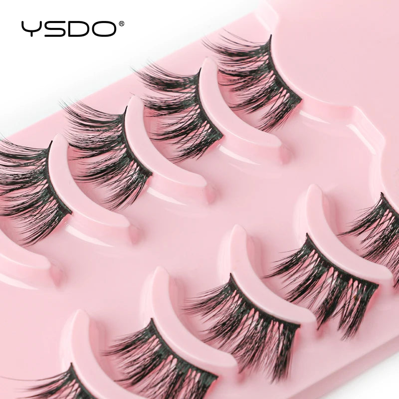 YSDO 5/10 Pairs Natural Eyelash Extension Hand Made Maquilagem Fluffy Fake Half Lashes Soft 3D Mink Lashes Makeup Faux Cilios