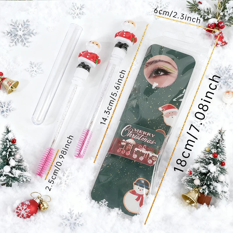 2pcs/Pack Christmas Eyelash Brush Mascara Wands, Crystal Eyebrow Spoolies Brush for Eyelash Extensions, Pink Lash Brushes,
