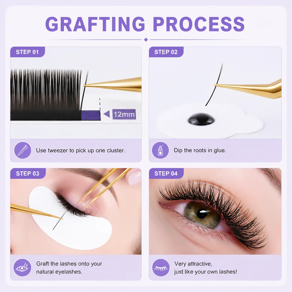 MASSCAKU Super Soft Ellipse Shape Lashes 0.15 0.20 Thickness Natural Faux Mink Eyelashes Extension Custom Logo Matte Flat Lashes
