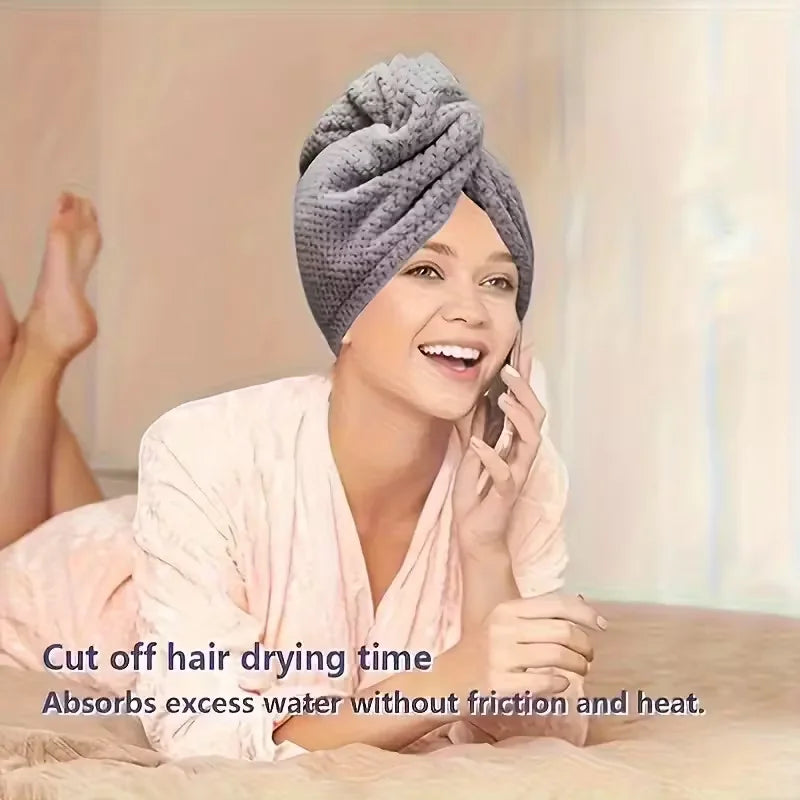 Solid Color Hair Dry Turban Towel Wraps Quick Drying Dry Hair Cap for Women Lightweight Comfortable Home Bathroom Shower Use
