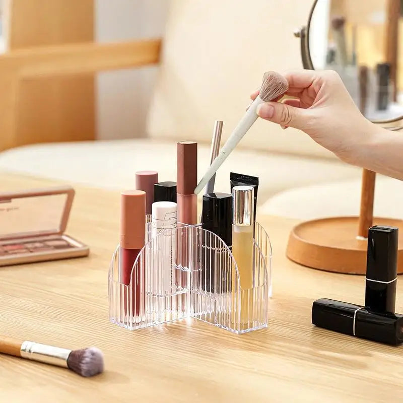 1 Pack 9 Slot Clear Makeup Brush Lipstick Lip Gloss Organizer Perfect Storage Solution For Drawers And Vanities
