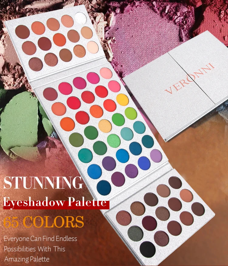 65-Color Eyeshadow Palette Makeup-High Pigmented Eye make up Tool Matte Glitter Finishes for Festival Christmas Cosmetics makeup