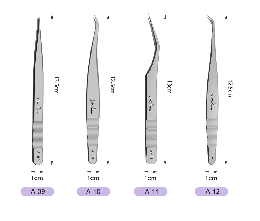 NATUHANA Anti-Static Lash Tweezers High Precision Stainless Steel Eyelash Extension Isolation Volume Tweezers Professional Tools