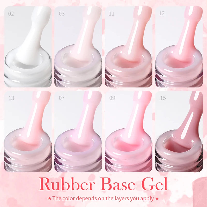 BORN PRETTY Milky Pink Rubber Base Gel Nail Polish Glitter 15ml Semi-Permanent Varnish Soak Off Self Leveling UV LED Gel