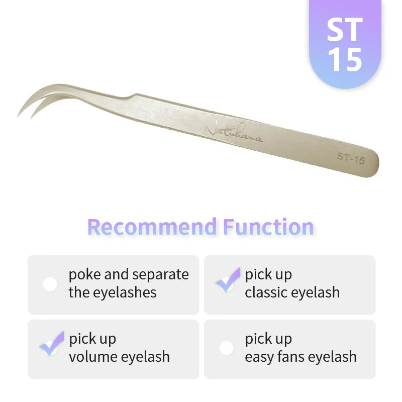 NATUHANA Eyelash Extension Tweezers Stainless Steel High Precision Stainless Steel Superhard Anti-Static Tweezers Makeup Tools