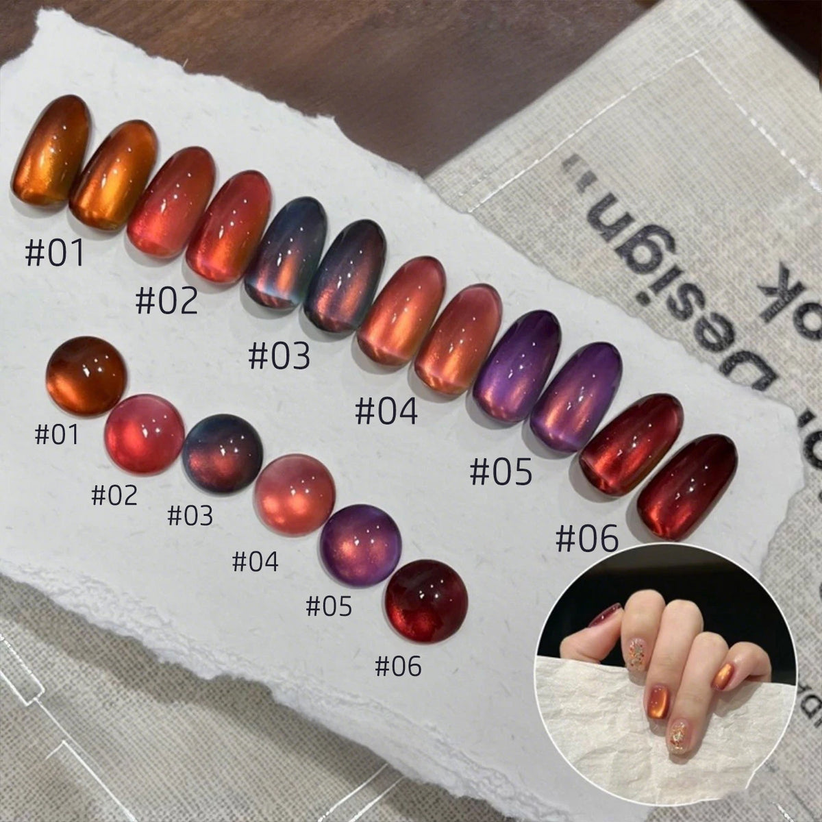 10ML 1-10pcs Christmas Red Nails Gold Black Nails Fiery 10-Color Glass Bead Cat Eye Gel Nail Polish Fine Powder Super Shimmering