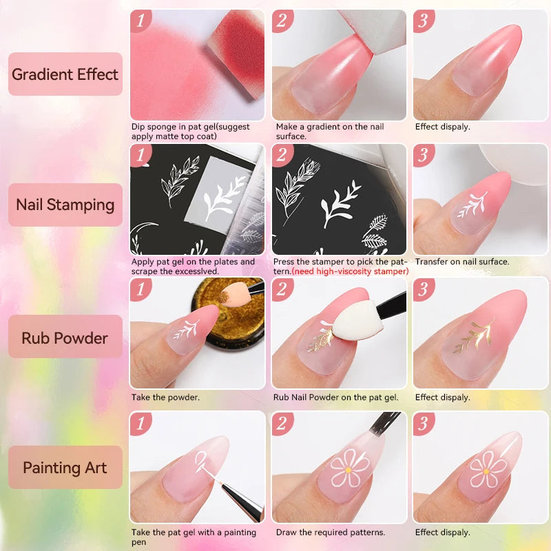 UR SUGAR 4 In 1 Pat Painting Gel Nail Polish Blooming Transfer Design UV LED Soak Off Gel Varnish Gradient Patting Gel Palette