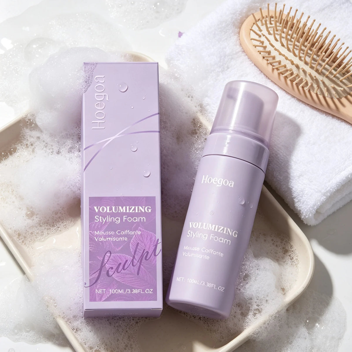 Hoegoa Hair Styling Mousse Deep Moisturizing Long Lasting Styling Oil Control Refreshing Reduce Frizzy Hair Volumizing Mousse