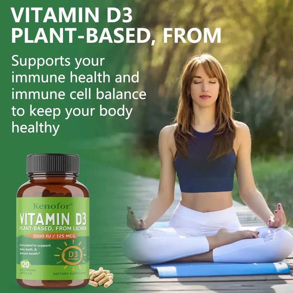 Vitamin D3 5000IU Capsules - Support Brain, Heart, Joint, Bone & Skin Health, Antioxidant, Immunity Boost Supplement