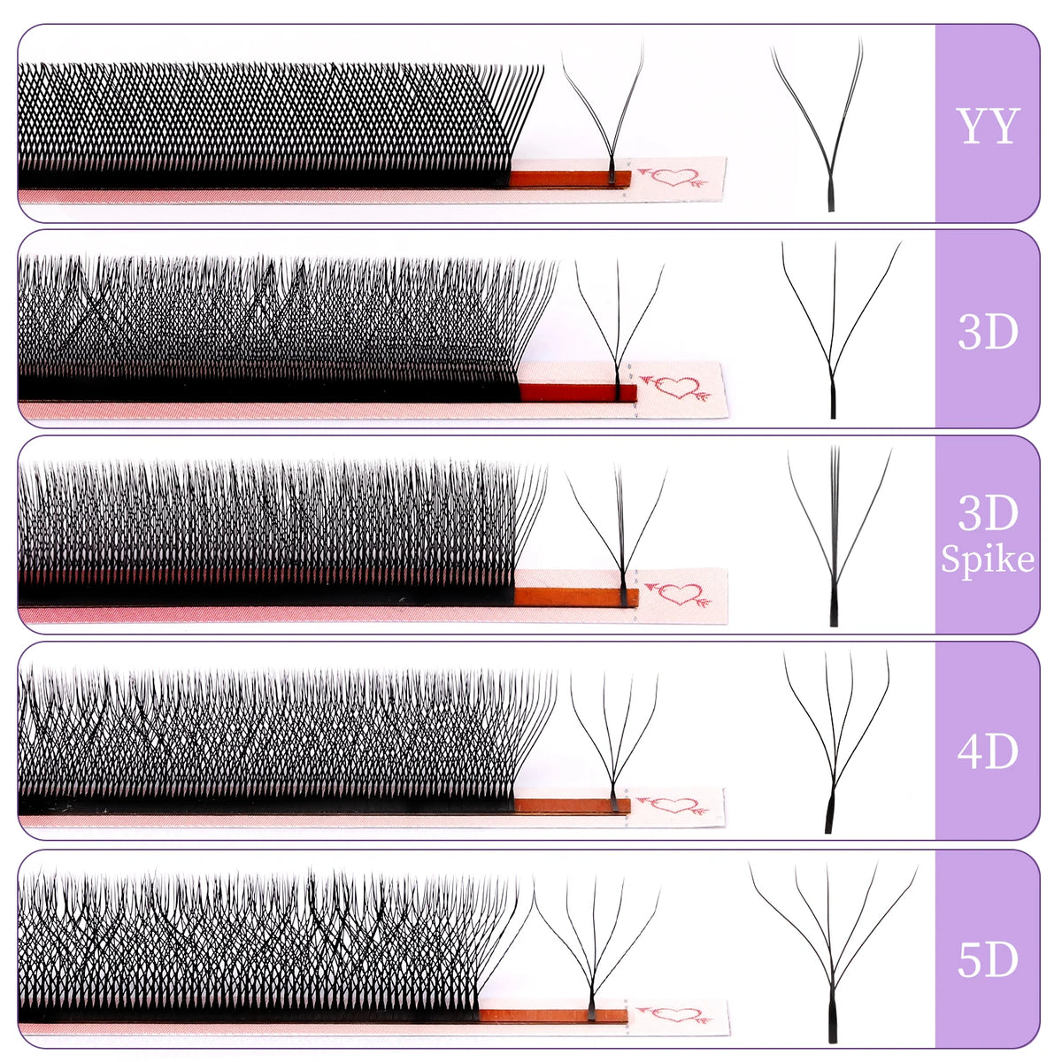 AGUUD 3D 4D Brown Premade Bloom Fans Lashes YY 5D-W Shaped Fairy Clover Volume Eyelash Extensions Soft Brown Fairy Clover Lashes