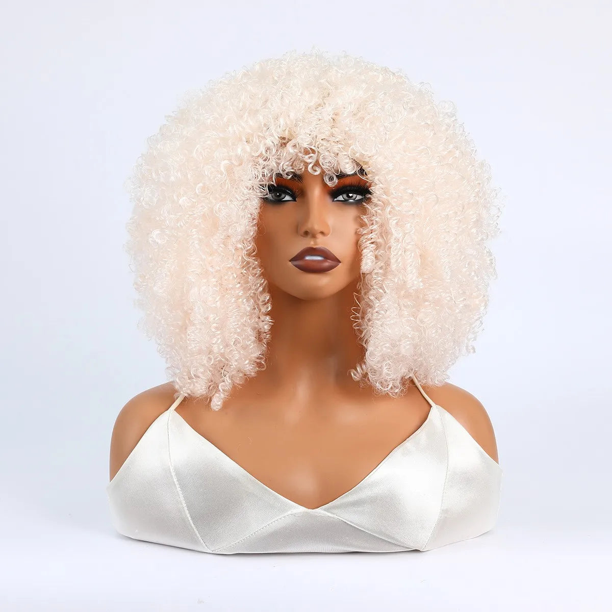 Synthetic 1 Piece 16 Inch Exploded Head Curly Wig, Synthetic Fiber Wig, Comfortable and Breathable Snapback Mesh Cap