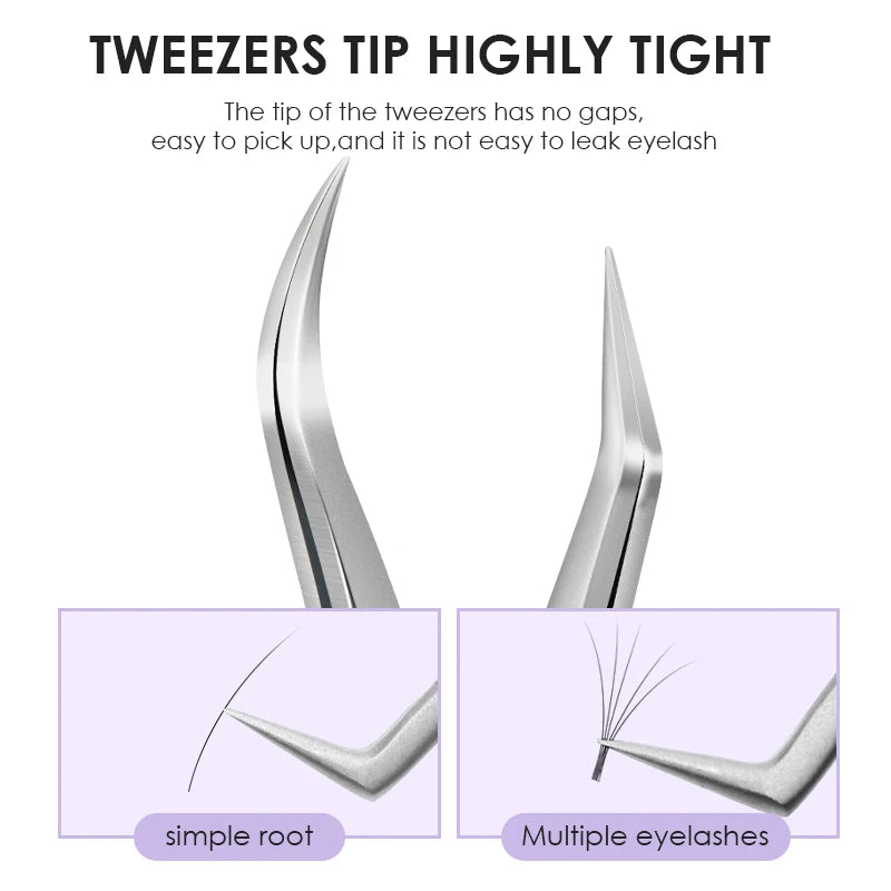 NATUHANA Anti-Static Lash Tweezers High Precision Stainless Steel Eyelash Extension Isolation Volume Tweezers Professional Tools