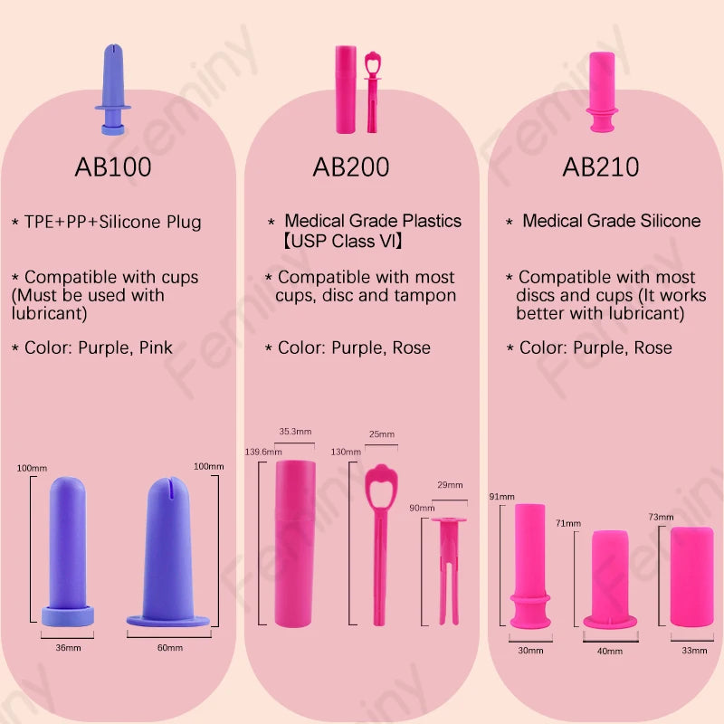 Disc/Cup Applicator Reusable Portable Medical Plastic Grade Booster Personal Hygiene Product Tampon Applicator