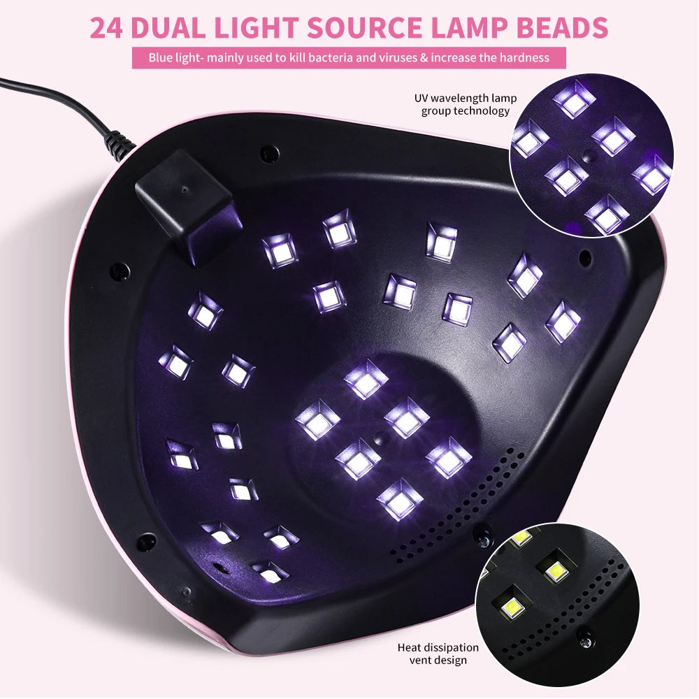 LIMEGIRL 24LED UV Lamp for Nails Gel Polish Varnish Drying With LED Display And Motion Sensing Professional Manicure UV Lamp for Acrylic Resin Dryer Home Use Tool
