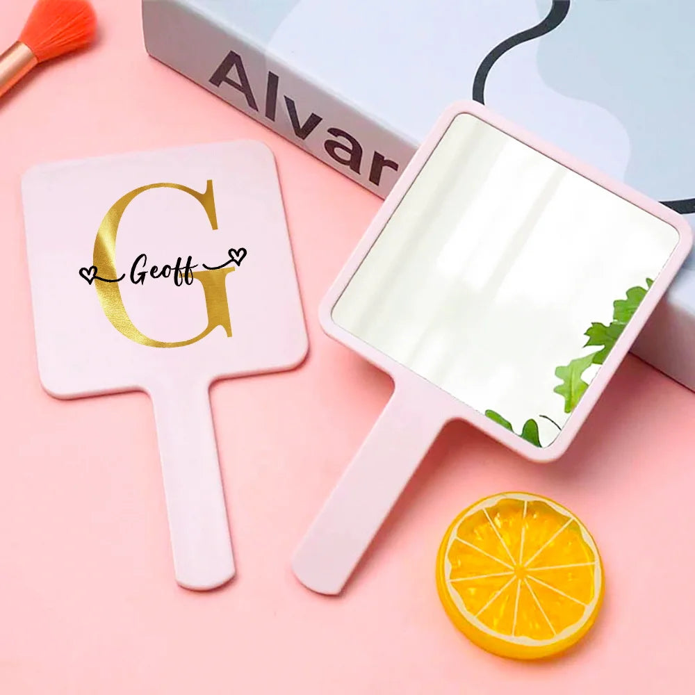 Customized Name Handheld Makeup Mirror Portable Vanity Mirror Personalized Compact Mirror Beauty Tools Engraved for Travel Use