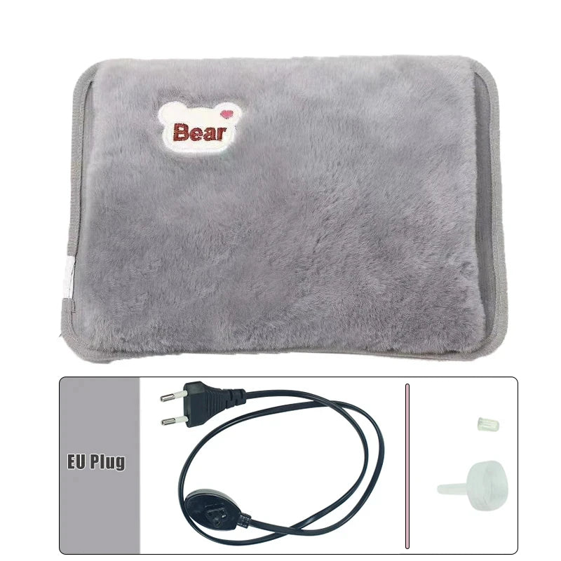 European Standard Plug Winter Warm Handbag Hot Water Bag, Reusable Plush Electric Water Bag, Charging Heating Water Bag