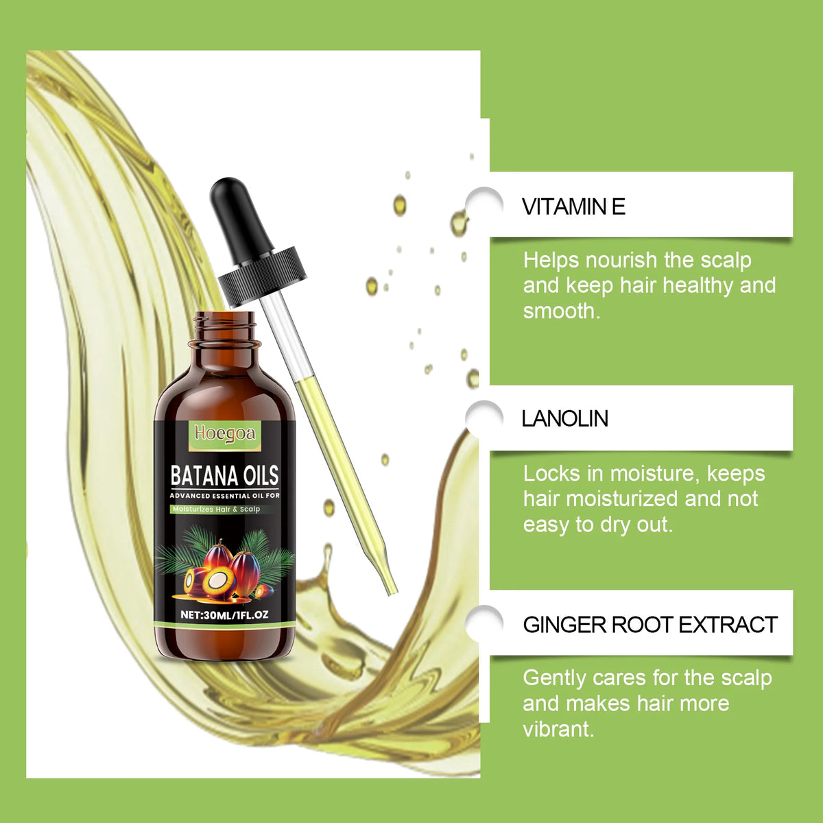 Batana Hair Care Essential Oil Smooth Shine Anti-Frizz Hair Serum Promote Hair Growth Strengthening Nourishing Scalp Care Oil