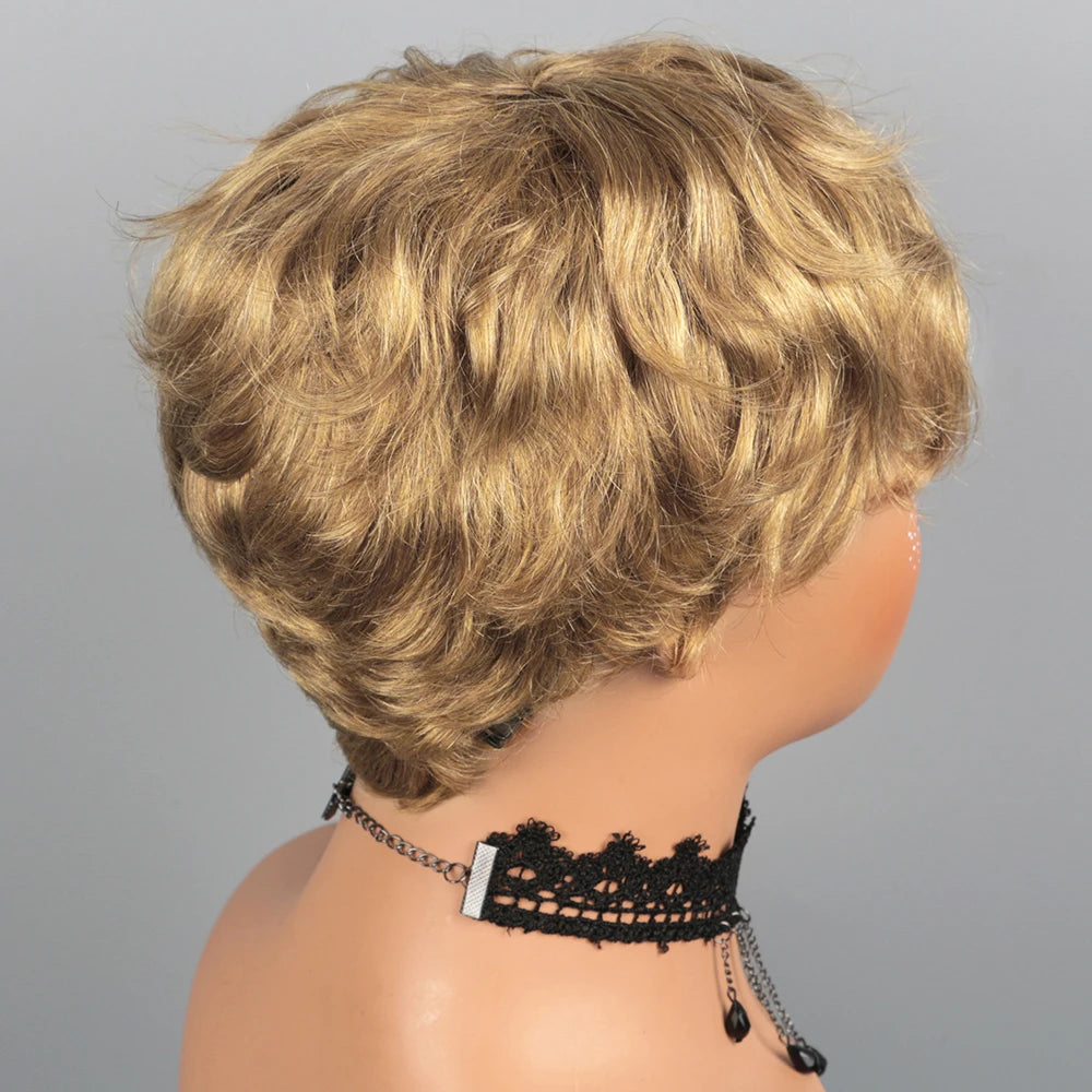 Short Bob Wig Pixie Cut Wig Human Hair Wig For Black Women Short Layered Pixie Cut Wigs Glueless Wig No Lace Full Machine Made