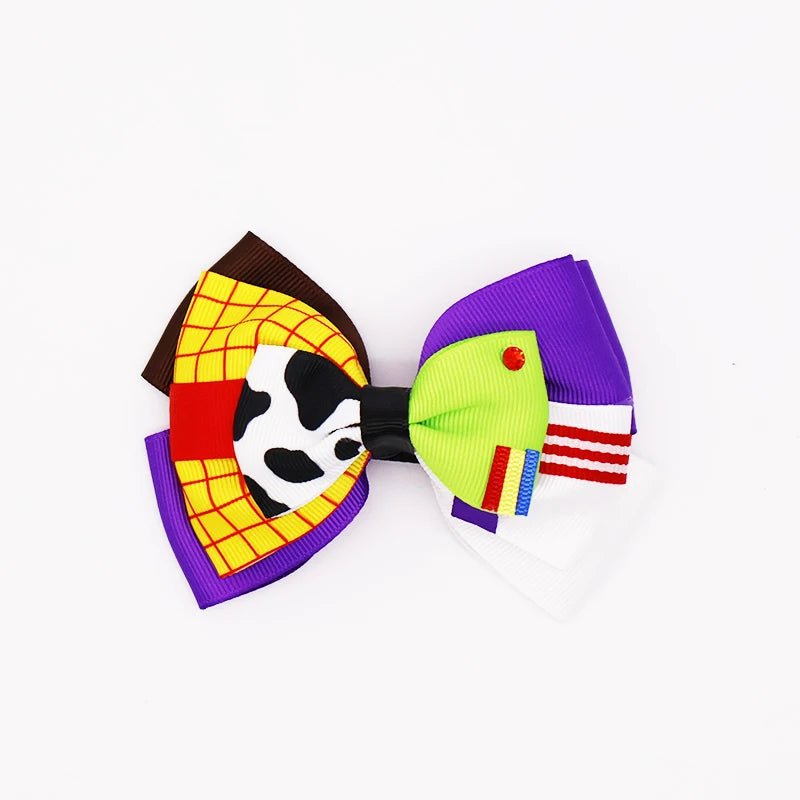 Cartoon Girl Bow Tie Hairpin Fun Pattern TOY Story for Women Girls Festivals Daily Wear Cute Children's Hair Accessories