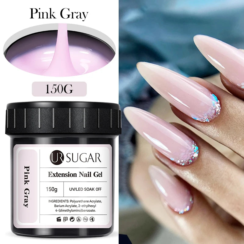 UR SUGAR 150g Jelly Gel Nail Extension Gel Milky White Nude Pink Quick Building UV Nail Hard Gels Self Leveling Construction Gel