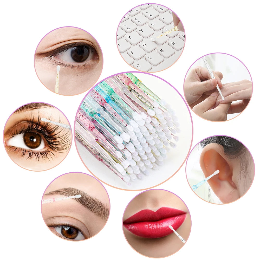 200pcs Eyelash Extension Supplies Set Disposable Lash Spoolies Brushes Eyelashes Micro Brush Mascara Wand Lipstick Applicator
