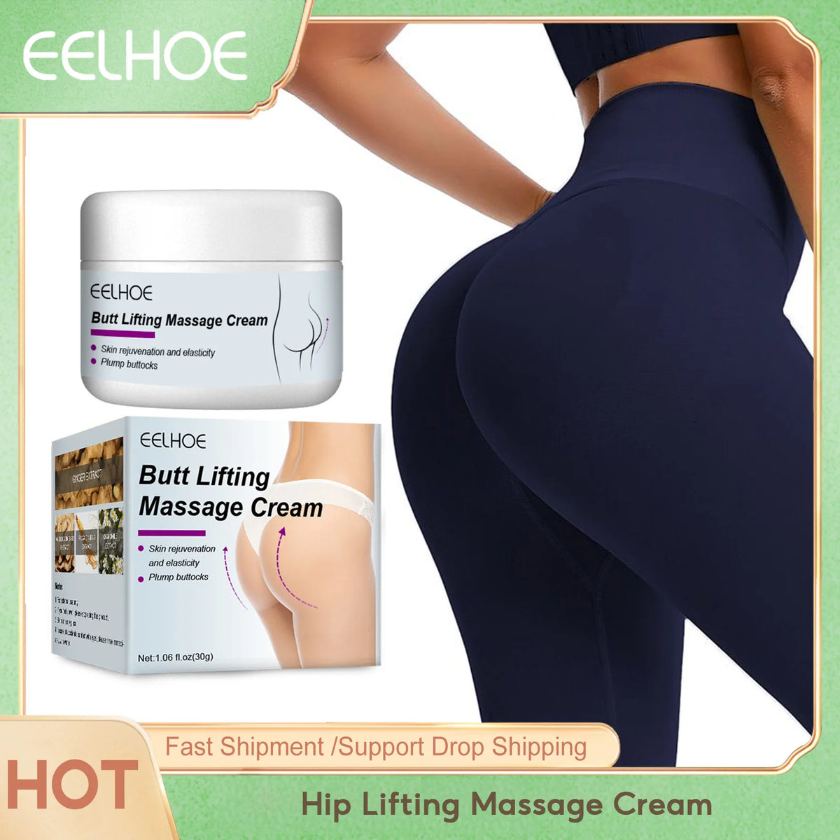 Eelhoe Hip Lifting Massage Cream Nourish Firming Lasting Shaping Ass Tightening Anti Cellulite Lift up Buttock Enlargement Cream