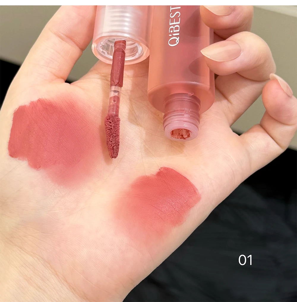 QIBEST 6 Colors Matte Liquid Lipstick Velvet Durable Lip Gloss Sexy Red Lip Stain Makeup Waterproof Lasting Lip Mud Cosmetics