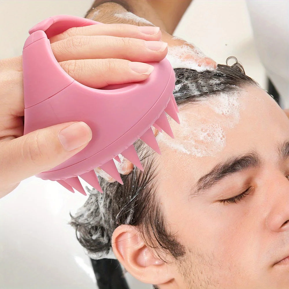 1 Gentle Silicone Scalp Massage Shampoo Brush - Anti-allergy Handheld Hair Shampoo Device，For Removing Dandruff，No Battery Requi