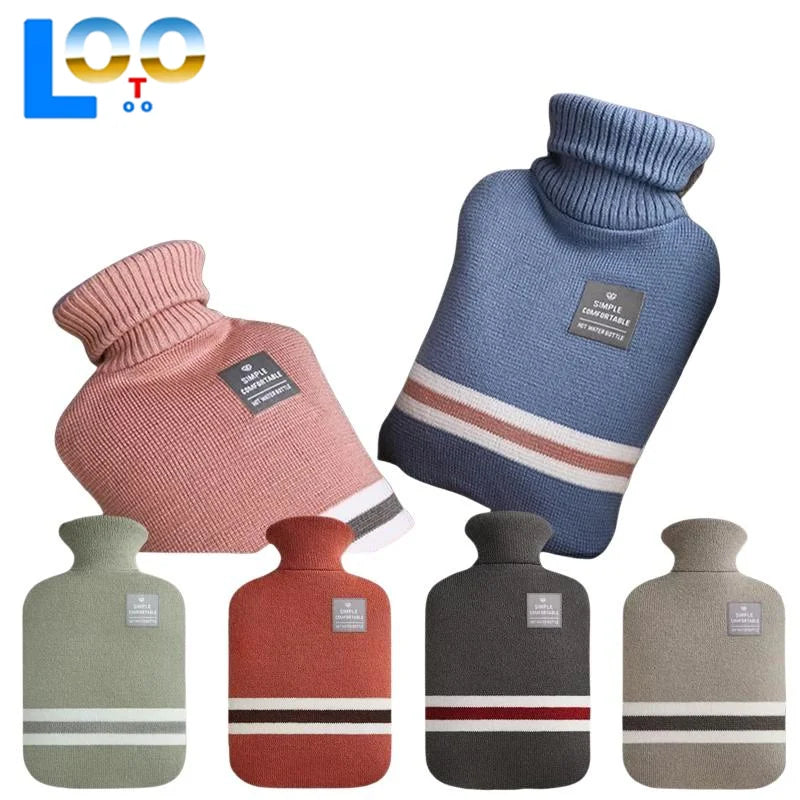1L Or 2L Hot Water Bottle With Knitted Cover Large Capacity Hot Water Bag For Female Warm Belly Hands Inject Water Hot Water Ba