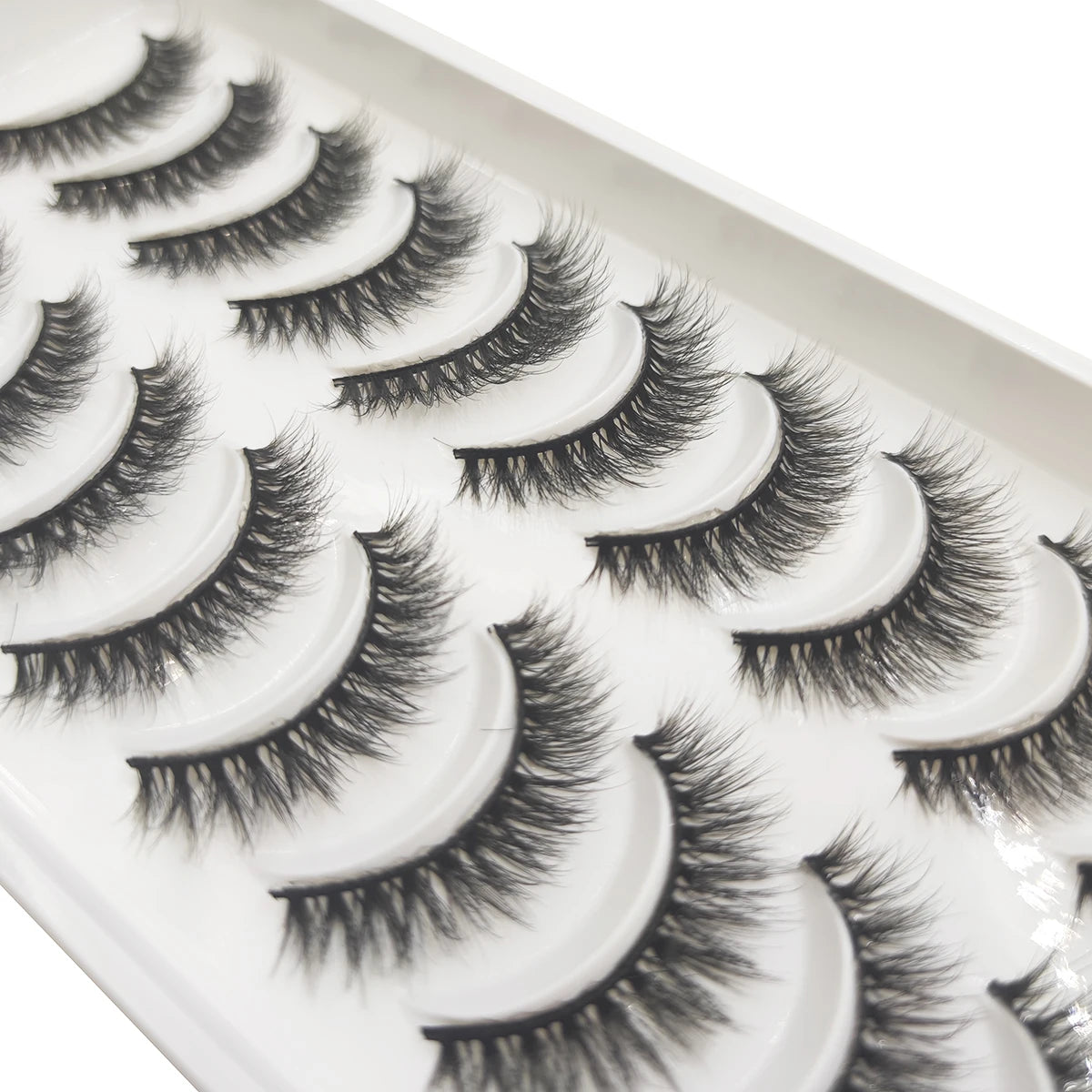 10 Pairs Natural 3d Mink Lashes Soft False Eyelashes Cross Messy Dense Eye Lashes Extension Makeup Faux Cils Cat Mini