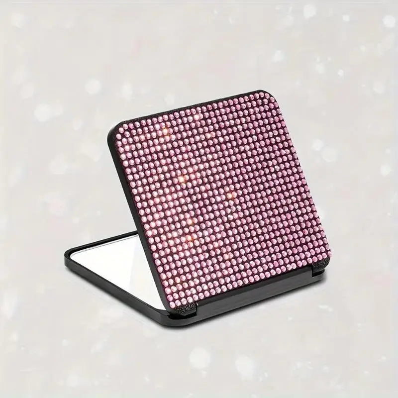 Rhinestone Compact Makeup Mirror Double Sided Foldable Portable HD Reflection for Daily Makeup Touch Up Travel Gift