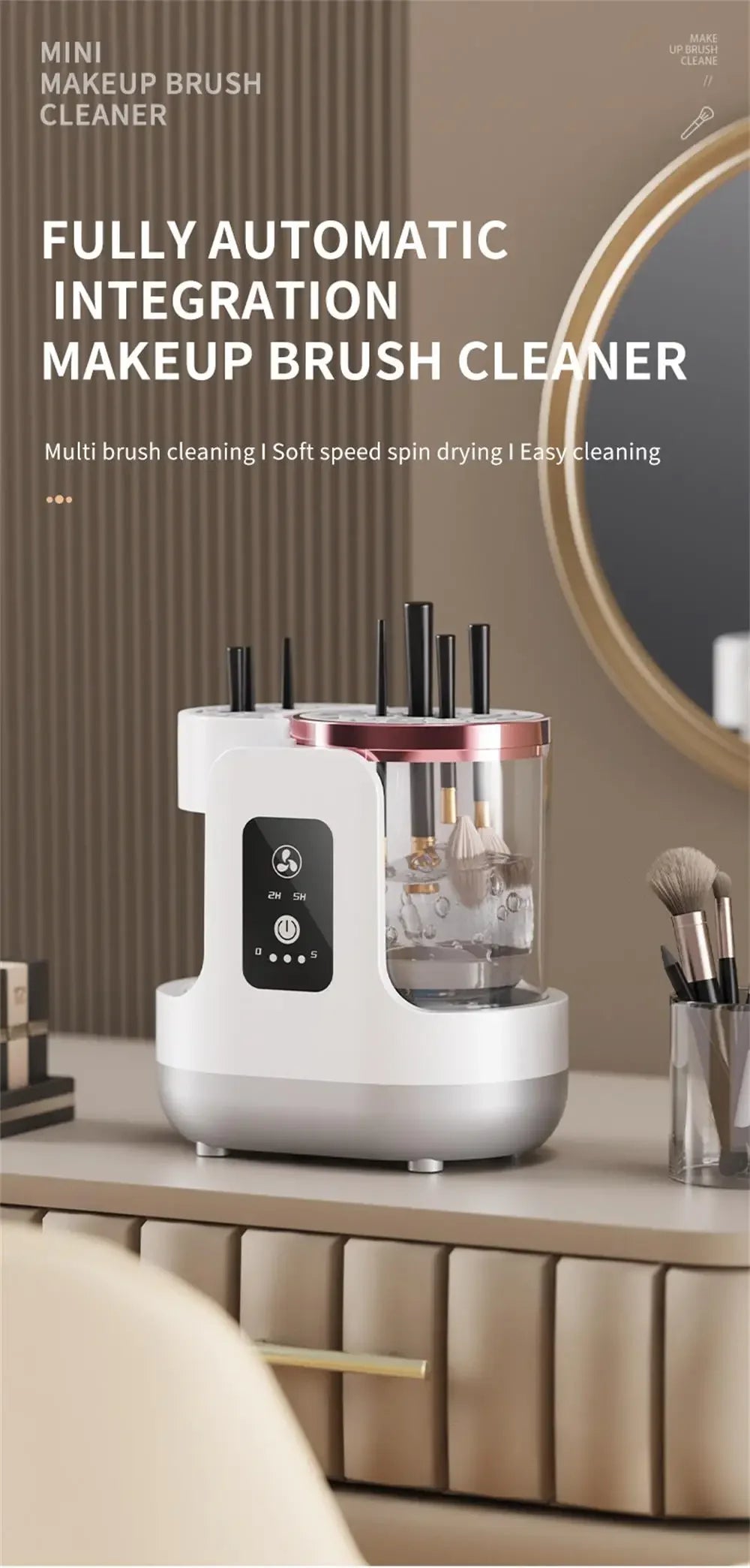 Electric Makeup Brush Cleaner, Quick Dry Brush Cleaner & Makeup Tool Cleaner,2 in 1 Washing and Air Drying,Plug and Play