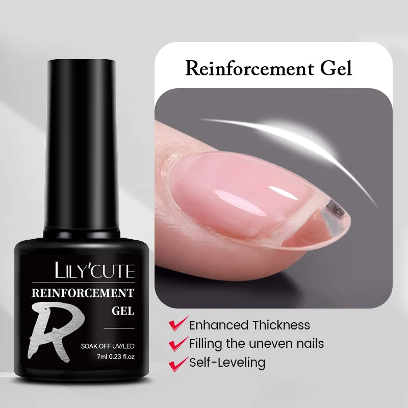 LILYCUTE 7ml Top Coat Function Gel Nail Polish Semi-permanent Soak off Reinforcement Base Gel For Nails Tools Gel Varnish