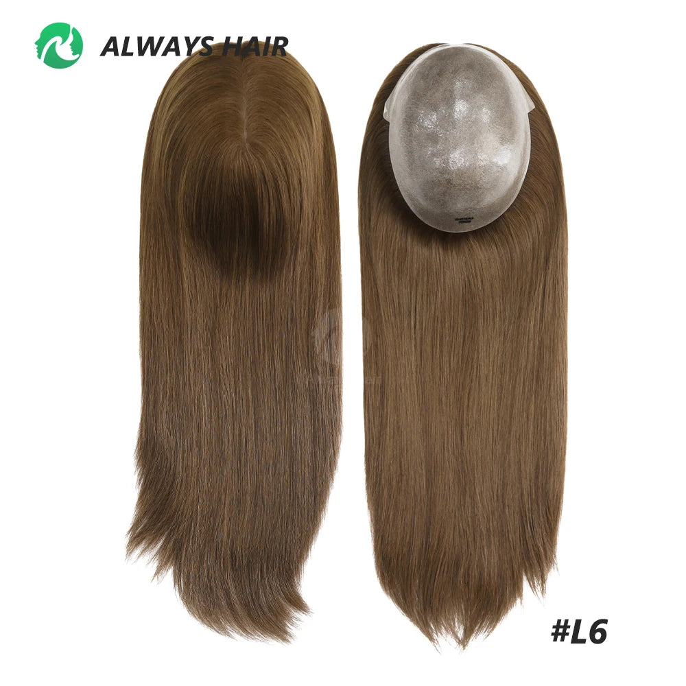 TP22- 18" Thin Skin Toupee For Women 7x9" Polyskin Brazilian Hair Human Hair Toppers