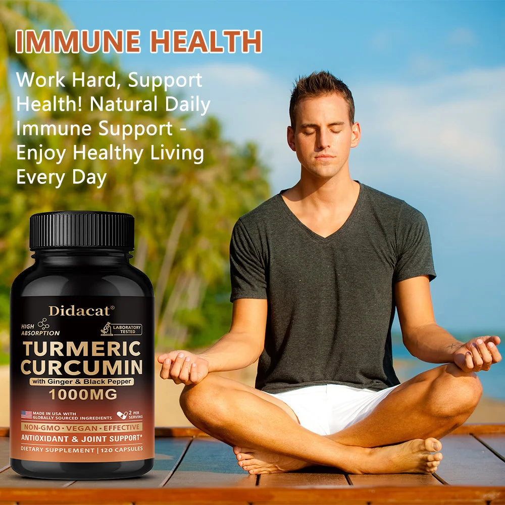 Turmeric Curcumin Complex Capsules with Ginger & Black Pepper, High Absorption, Support Joint, Heart, Brain & Immune Health