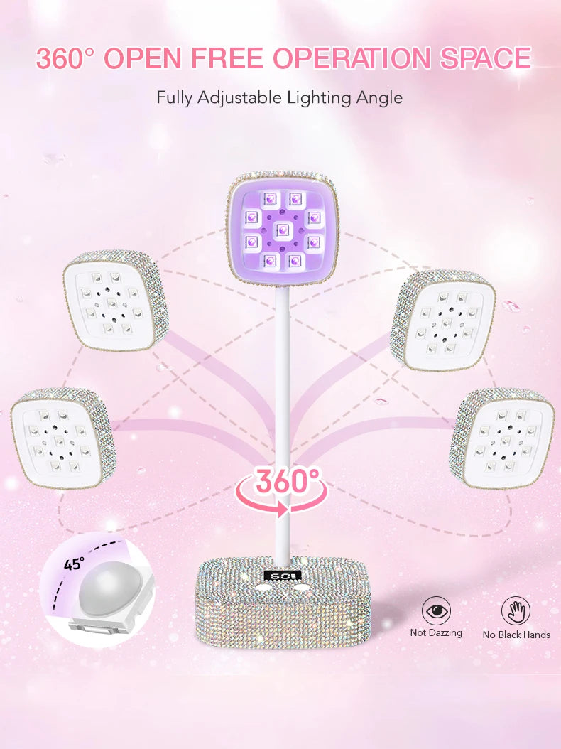 Wireless Nail Lamp LED UV Nail Dryer Rechargeable With Auto Sensor Touch Control Fast Drying Nail Light 360° Bendable Table Lamp