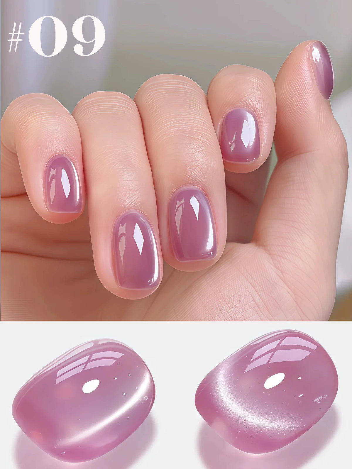 MN 10ML 1-16PCS Moonlight Ballet Magnet Cat Eye Nail Polish Gel Nude Pink Style With Gold Glass Beads Cat Eye Look Nail Polish