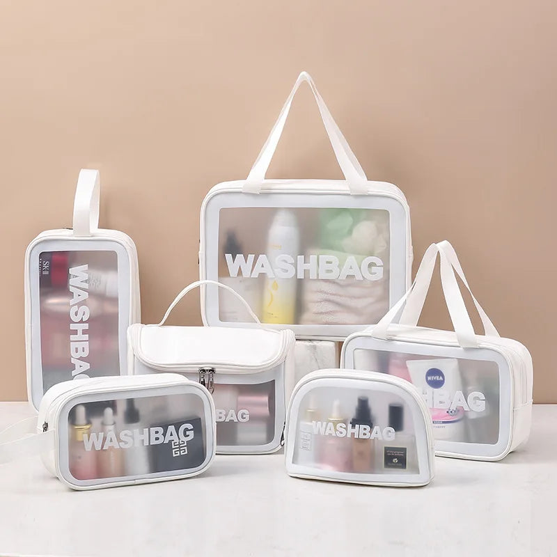 New Transparent Makeup Bag Set Toiletry Organizer Washbag for Women Portable Toiletries Pouch Travel Essential Cosmetics Bag