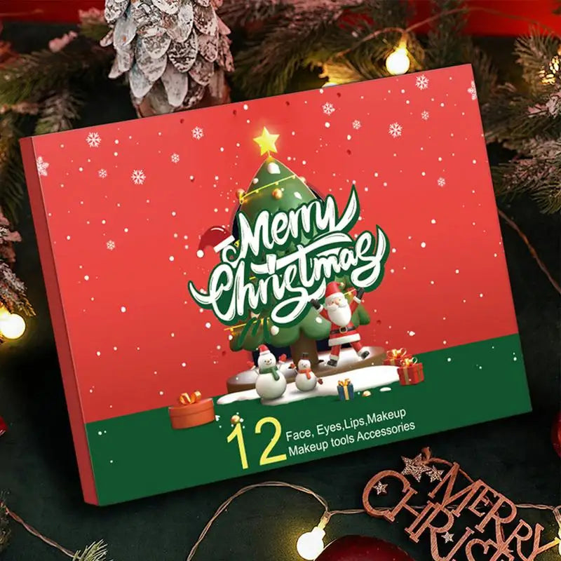 Christmas Countdown Calendar Makeup Kit 12pcs face Makeup kit Lipstick Eye Shadow Concealers Cosmetics Christmas Gift Box