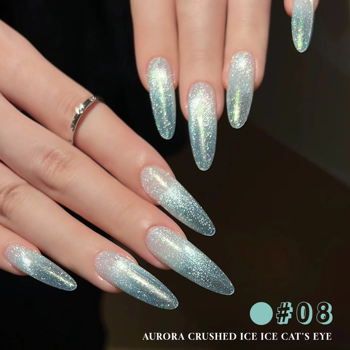 MIANEL 2026 New 12ML Aurora Night Cat Eye Gel Nail Polish Flash Sparkle Holographic Crystal Dual Light Silk Glass Bead Nail Art