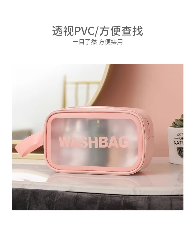 New Transparent Makeup Bag Set Toiletry Organizer Washbag for Women Portable Toiletries Pouch Travel Essential Cosmetics Bag