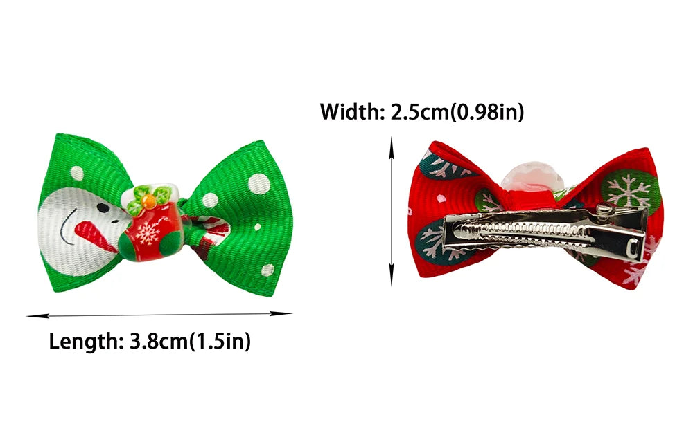 20Pcs Christmas Pet Hair Clips Santa Snowman Bowknot Dog Cat Hair Barrettes Puppy Kitten Holiday Party Grooming Hair Accessories
