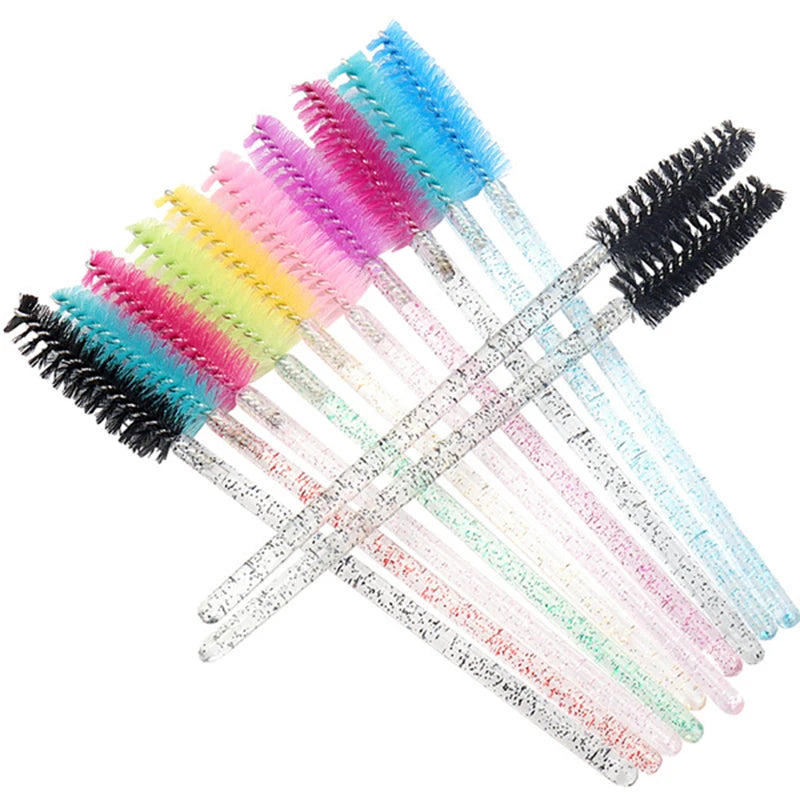50pcs Crystal Eyelash Brushes With Contianer Disposable Lash Mascara Wands In Case Micro Makeup Applicators  Beauty Tools