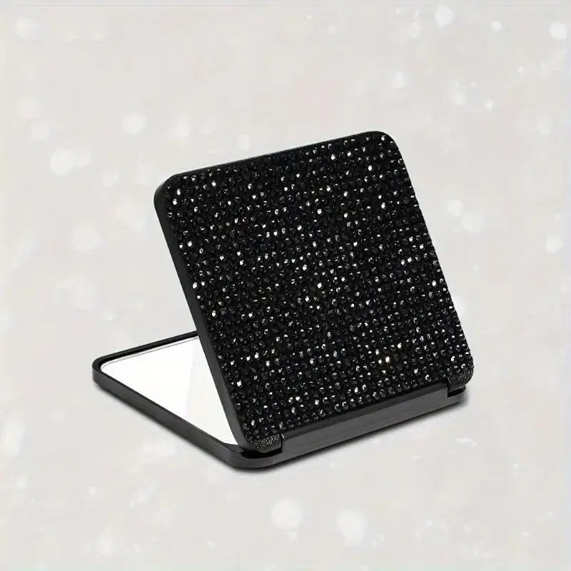 Rhinestone Compact Makeup Mirror Double Sided Foldable Portable HD Reflection for Daily Makeup Touch Up Travel Gift