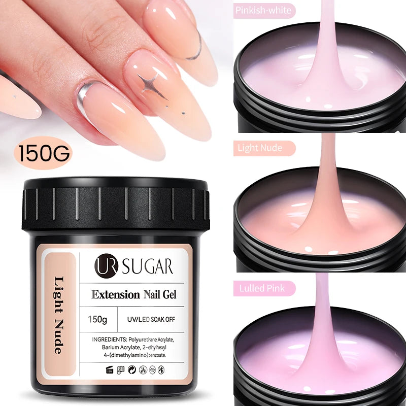 UR SUGAR 150g Jelly Gel Nail Extension Gel Milky White Nude Pink Quick Building UV Nail Hard Gels Self Leveling Construction Gel