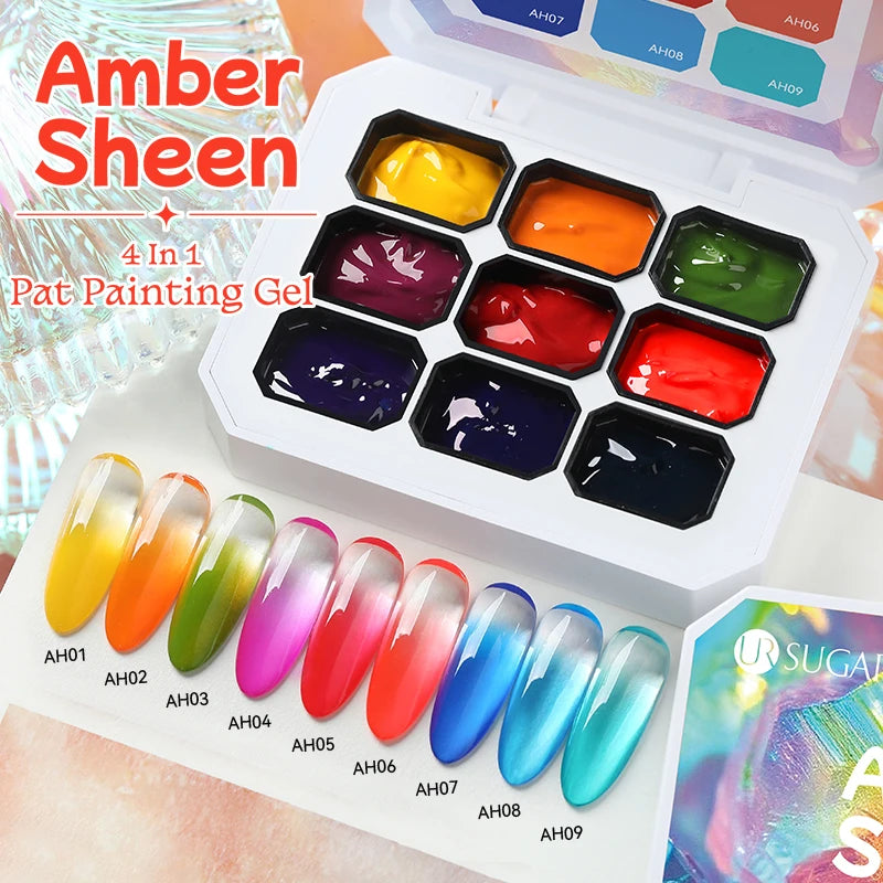 UR SUGAR 4 In 1 Pat Painting Gel Nail Polish Blooming Transfer Design UV LED Soak Off Gel Varnish Gradient Patting Gel Palette