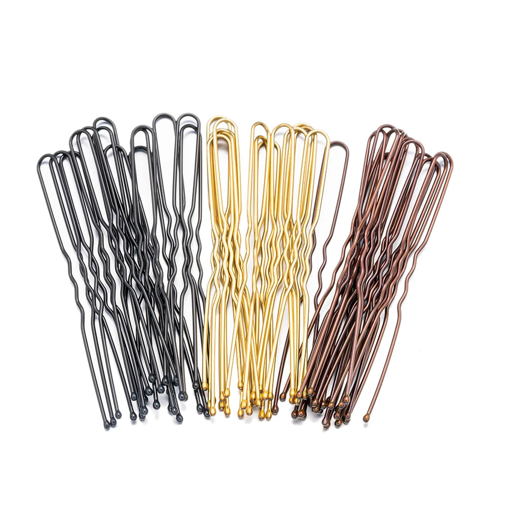 50Pcs 50/60/70mm Metal Waved  U Shaped Hair Pins Hairclip Women Girls Wedding Hairstyle Styling Tools Accessories